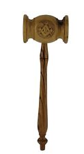Vintage Masonic Wood Gavel With Carved Symbol picture