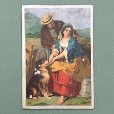 1884 CHROMOLITHOGRAPH TRADE CARD, AD FOR QUACK MEDICINES, BASED ON FAED PAINTING picture