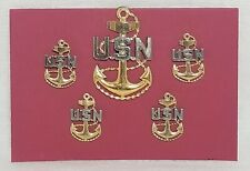 Lot Of 5 USN United States Navy Naval Insignia Anchor Pins Sterling picture