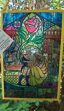 Disney Beauty & The Beast Stained Glass Scene Wall Art-Belle & beast dancing NEW picture