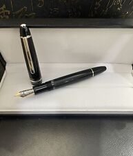 Luxury Resin 146 Series Bright Black-Silver Clip Medium nib Fountain Pen No Box picture