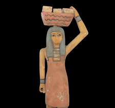 RARE ANCIENT EGYPTIAN ANTIQUE Beautiful Bekery Women Bearing Food Wood Statue picture