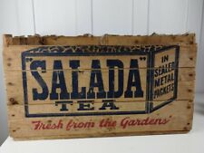 Vintage Salada Tea Wood Crate Box Fresh From the Garden Burlap Bits Attached picture