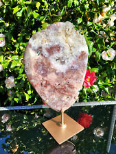 XXL Pink Amethyst Slab with Clear Quartz Cluster on Rotating Stand 3.6kg Crystal picture