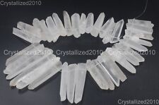 Natural Clear Quartz Crystal Rock Stick Poined Drilled Reiki Healing Beads 16