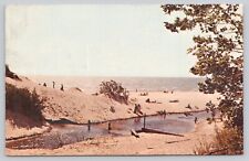 Bass Lake Whispering Surf Travel Trailer Village Lake Michigan Vintage Postcard picture