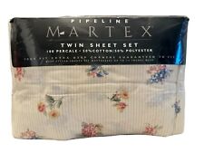 New Vintage Martex Twin Sheets Set True Fit Extra Deep Corners Floral Stripes picture