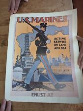 US Marines WWI Recruiting Poster Rosenberg Vietnam Era Reissue 16x20 USMC  picture
