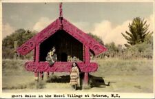 Rare Vintage postcard- Maori Maias in the Model Village at Rotorua, N.Z. 1957 picture