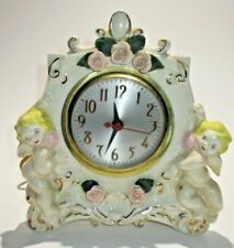 Vintage  Hand Painted Ceramic Clock With Cherubs & Flowers picture
