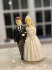 Vintage bride and groom MUSIC BOX figurines Cake Topper Spinning Working Wedding picture