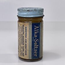 FULL Vintage 1950’s Alka-Seltzer For Edgy Nerves Cobalt Jar Metal Lid 1 1/2 oz picture