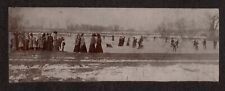 Victorian Era Men and Women Ice Skaters Skating on  Lake Pond FANTASTIC c1890s picture