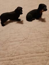 Vintage Set Of 2 Black & Tan Resin Dachshunds picture