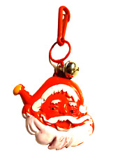 Vintage 1980s Plastic Charm Happy Santa 80s Charms Necklace Clip On Retro picture