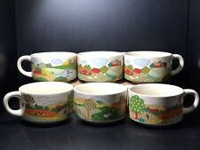 Vintage Farmhouse Soup Mugs (3) Bowls with Handles~ Stoneware picture