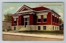 Burlington KS-Kansas, Carnegie Library, Antique Vintage c1914 Souvenir Postcard picture