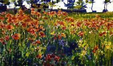Oil painting Robert-Vonnoh-Poppies-in-France spring flowers canvas in landscape picture