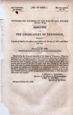 Legislature of Tennessee- Resolution on Officers & Soldiers of the War of 1812 picture