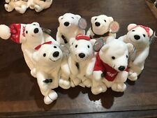 Lot Of 7 Vintage Coca Cola Plush Bean Bag Bears. 1997. With Tags. picture