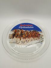 Budweiser Glass Serving Tray Clydesdales 1995 Anheuser Busch Winter Holiday picture