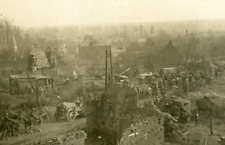WWI German Army Hospital Helmets Soldiers Ruins Battlefield RPPC Postcard picture