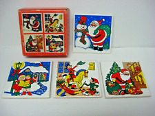 vintage LOT 4 tile trivets coasters HOLIDAY Price Products + BOX picture