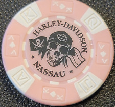 HD NASSAU ~ BAHAMAS (Pink AKQJ) International Harley Davidson Poker Chip picture