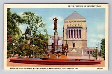 Indianapolis IN-Indiana, De Pew Fountain In University Park, Vintage Postcard picture