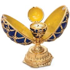 Double Blue Faberge Egg Replica w/Clock Jewelry Box Easter Egg яйцо Фаберже 4.5