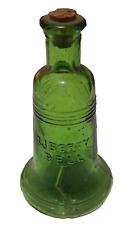 Vintage Green Glass Liberty Bell bottle w/ Cork  Embossed TAIWAN picture