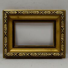 Ca. 1900-1930 Old wooden frame decorative with metal leaf Internal: 11.4x6,8 in picture