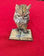 Vintage Cold Painted Owl On Open Book Inkwell picture