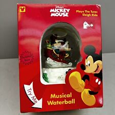 New Disney Mickey Minnie Mouse Christmas Sleigh Ride Enesco Musical Snow Globe picture