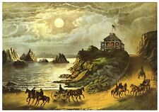 SAN FRANCISCO 1ST CLIFF HOUSE (1858-1864) CURRIER & IVES LITHO~NEW 1973 POSTCARD picture