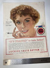 VINTAGE c1950s Print Ad: Lucky Strike, Woman - Calvert Whiskey & Gin - 10x14