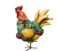 Vintage Resin Chicken Rooster Figurine Fruit Encased Banana Tail 9
