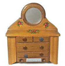 Wood DollHouse Dresser Mirror Galveston TX Vtg Souvenir Victorian Doll Furniture picture
