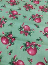 3 Yards Christmas Fabric Green Red Ornament Print VIP Holly Antique Style picture