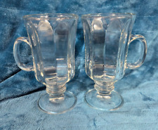 VTG Libby Irish Coffee Glass Mugs Clear Pedestal Footed 6