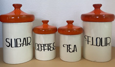 VINTAGE CERAMIC KITCHEN CANISTER SET  BY HOLIDAY DESIGNS Coffee Tea Sugar Flour picture