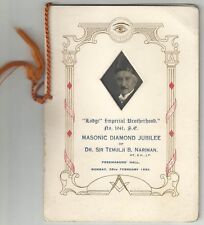 Dr. Nariman Masonic Jubilee India 1938 Lumsey Gov. Bombay Masons Freemasons Hall picture