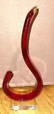 Murano Style Art Glass Sculpture Figurine Abstract Red Ribbon Swirled Glass Nice picture