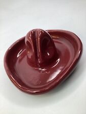 Vintage Hickok Pottery Cowboy Hat Ashtray Maroon Red Ceramic Sombrero 1950s (K4) picture