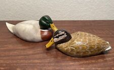 Pair of Hand Carved Hand Painted Wood Duck Decoy Mallard By RUSSEL V. BROWN 1989 picture