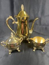 Vintage Hong Kong Gold Plated Coffee Pot and Creamer picture