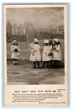 c1905 Girls Childrens Playing Why Don't They Play With Me RPPC Photo Postcard picture