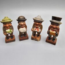 Vintage ANRI Italy Wooden Figurines Hand Carved Folk Art Set Of 4 picture