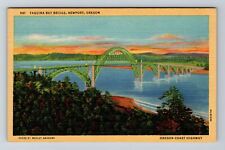 Newport OR-Oregon, Yaquina Bay Bridge, Vintage Postcard picture