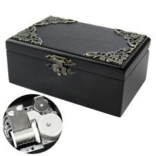 CLASSIC BLACK WOOD  RECTANGLE WIND UP MUSIC BOX ( MORE THAN 80 SONGS CHOICES ) picture